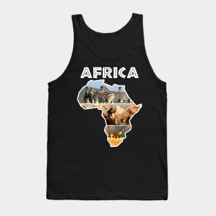 African Wildlife Continent Collage Tank Top